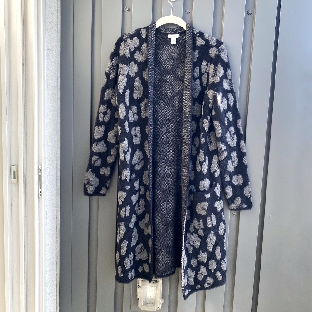 Nine West Black Floral Print Cardigan Size Small